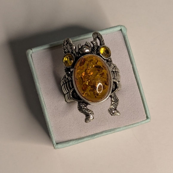 Handcrafted Boho Amber Beetle Statement Ring (8) - Picture 12 of 14